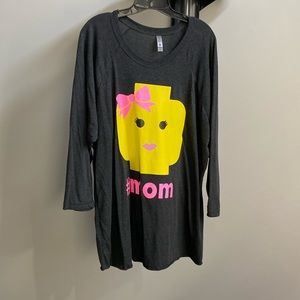 Women’s XXL long sleeved t-shirt with custom Lego head vinyl